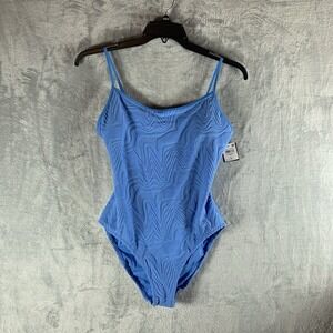 Bar III Women's Swimsuit L‎ One Piece Heat Wave Colbalt Blue Textured Terrycloth